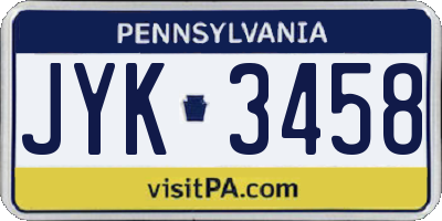 PA license plate JYK3458