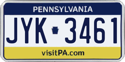 PA license plate JYK3461