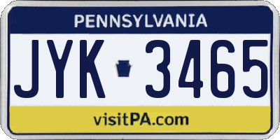 PA license plate JYK3465