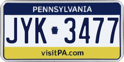 PA license plate JYK3477