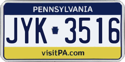 PA license plate JYK3516