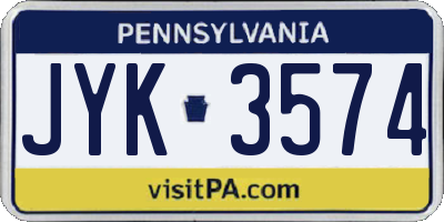 PA license plate JYK3574