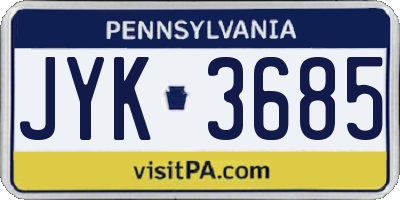 PA license plate JYK3685
