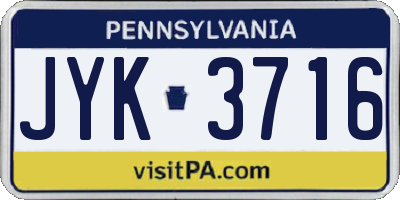 PA license plate JYK3716