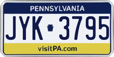 PA license plate JYK3795
