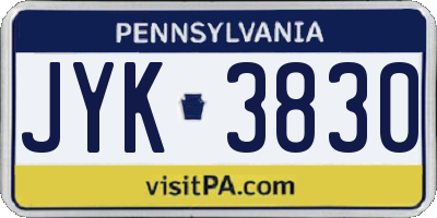 PA license plate JYK3830