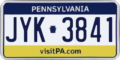 PA license plate JYK3841