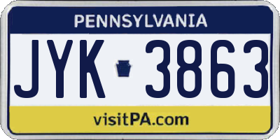 PA license plate JYK3863