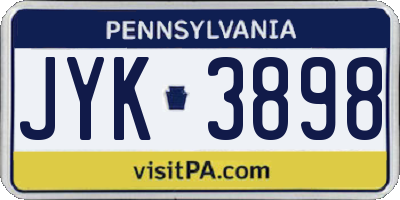 PA license plate JYK3898