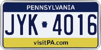 PA license plate JYK4016