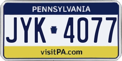 PA license plate JYK4077