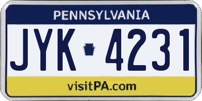 PA license plate JYK4231