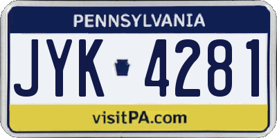 PA license plate JYK4281