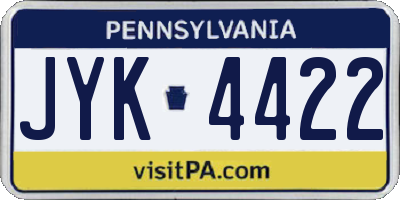 PA license plate JYK4422