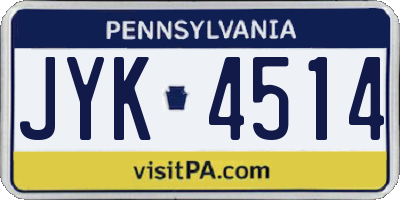 PA license plate JYK4514