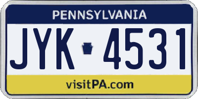 PA license plate JYK4531