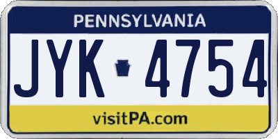 PA license plate JYK4754