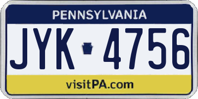 PA license plate JYK4756