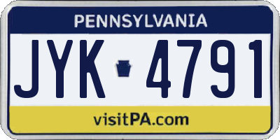 PA license plate JYK4791