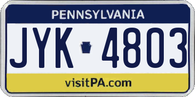PA license plate JYK4803