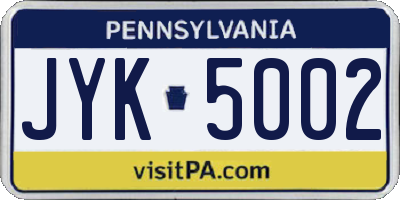 PA license plate JYK5002