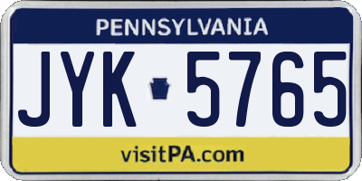PA license plate JYK5765