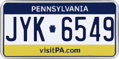 PA license plate JYK6549