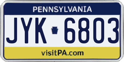PA license plate JYK6803