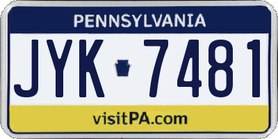 PA license plate JYK7481