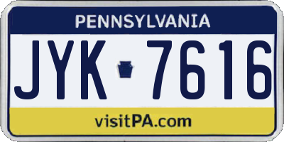 PA license plate JYK7616