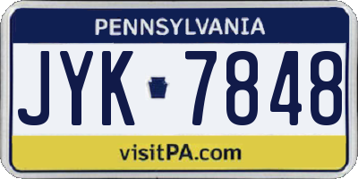 PA license plate JYK7848