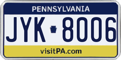 PA license plate JYK8006
