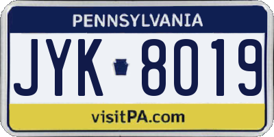 PA license plate JYK8019