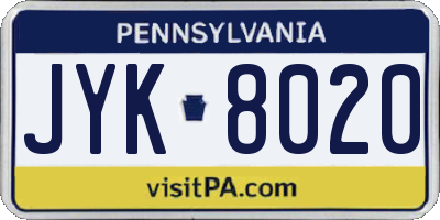 PA license plate JYK8020