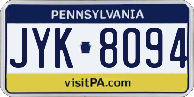 PA license plate JYK8094