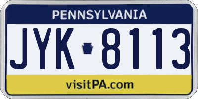PA license plate JYK8113