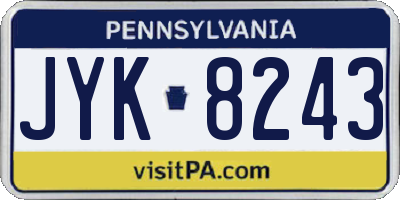 PA license plate JYK8243