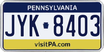 PA license plate JYK8403