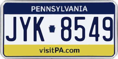 PA license plate JYK8549