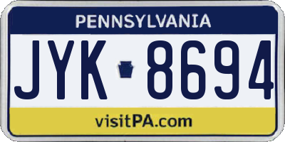PA license plate JYK8694
