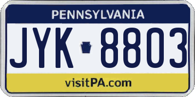 PA license plate JYK8803