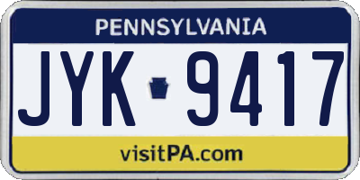 PA license plate JYK9417