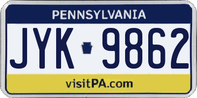 PA license plate JYK9862