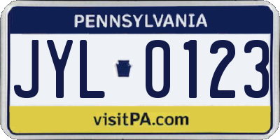 PA license plate JYL0123