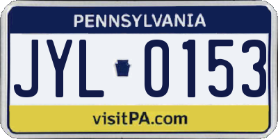 PA license plate JYL0153