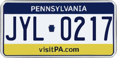 PA license plate JYL0217