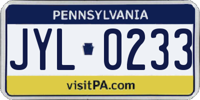PA license plate JYL0233