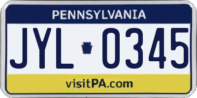 PA license plate JYL0345