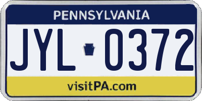 PA license plate JYL0372
