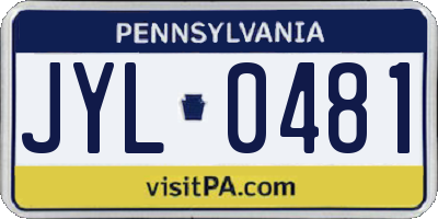 PA license plate JYL0481